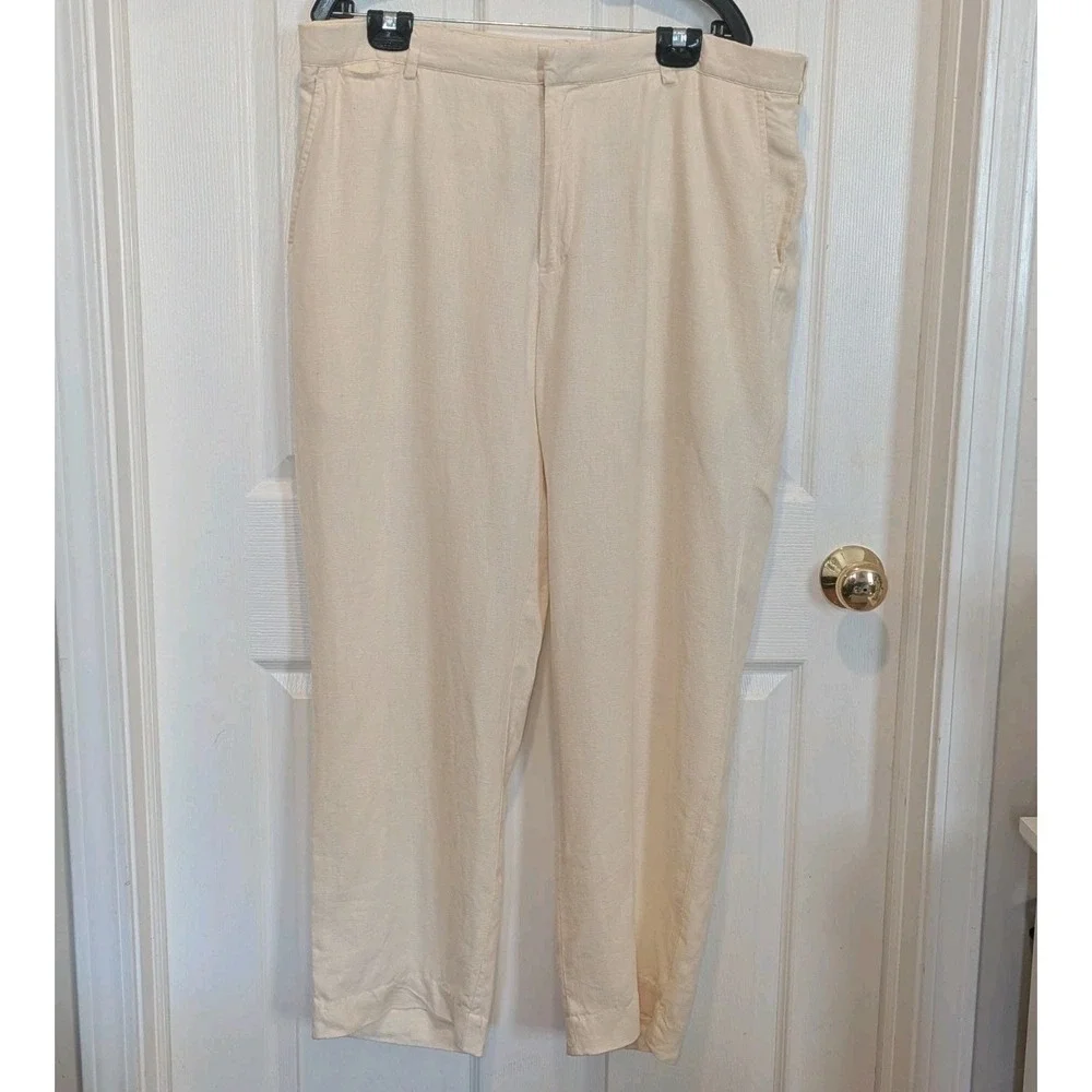 Coastal Quiet Luxury 100% Linen Pants Cream Polo Ralph Lauren 38x32